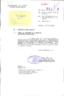 [Oficio Ord. Nº 534 de Ministro de Obras Públicas, remite informe Nª 6 Comisión Interministerial de Puertos]