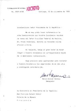 [Carta del Embajador de Austria en Chile]