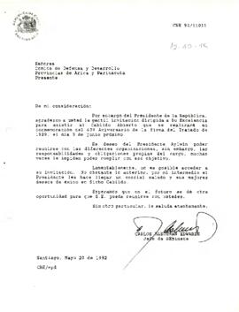 [Carta de Carlos Bascuñan al Comité de Defensa de Arica y Parinacota]
