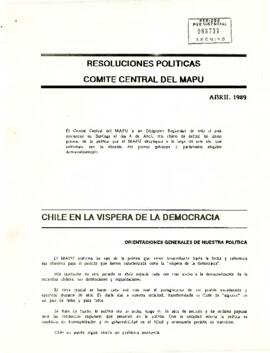 Resoluciones políticas Comité Central del MAPU