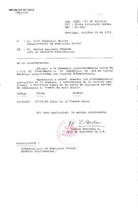 [Oficio Gab. Pres. Ord. N° 5336 de  Jefe de Gabinete Presidencial, remite copia de carta que se indica]