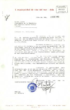 [Carta de Alcalde de Viña del mar informando temas tratados en su viaje a EE.UU.]