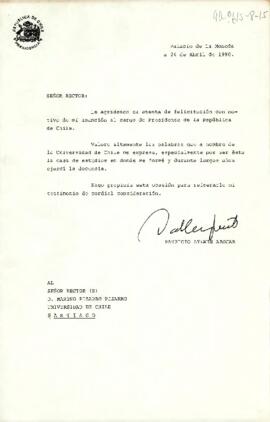 [Carta del Presidente de la República al Rector de la Universidad de Chile, Agradeciendo palabras por asunción al mandato].