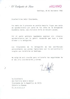 [Carta de Embajador de Suiza en Chile]