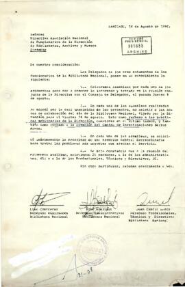 [Carta de Funcionarios DIBAM manifestando rechazo a creación de Centro de Investigaciones Barros Arana]