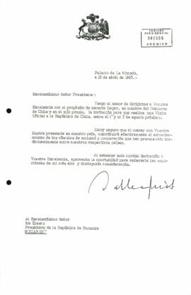[Carta del Presidente Patricio Aylwin al Presidente de Rumania]
