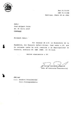 Carta remitida a la Municipalidad de Conchalí