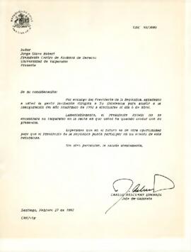 [Invitación para asistir a la Inauguración del año Académico de 1992 en la Universidad de Valparaíso]