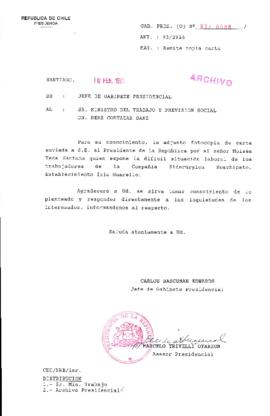 [Oficio  Gab. Pres. Ord. N° 0686  de Jefe de Gabinete Presidencial, remite copia de carta que se indica]
