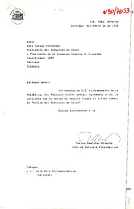 [Carta de respuesta al Presidente de la Academia Chilena de Ciencias]