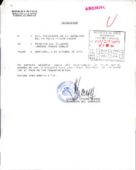 [Carta del Ministro del Interior al Presidente de la República adjunta solicitud de la Sra. Presidenta del P.P.D Laura Soto González]