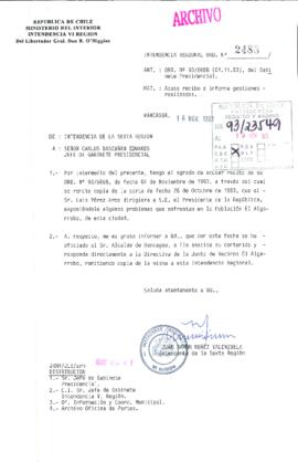 [Oficio Ord. N° 2488 de Intendente VI Región, informa]