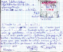 [Carta de la estudiante  Virginia Castellano España solicitando información sobre Chile]