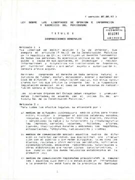 [Proyecto de Ley sobre Libertades de Opinión e Información y Ejercicio del Periodismo Versión 1992]