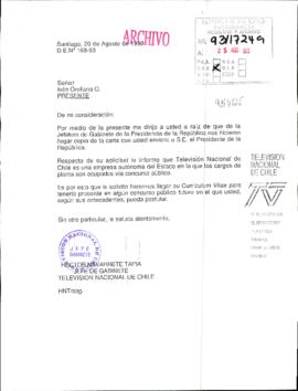 [Carta de Televisión Nacional de Chile en respuesta a Iván Orellana]
