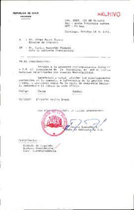 [Oficio del Jefe de Gabinete Presidencial dirigido al Alcalde de Coquimbo, Sr. Jorge Auger Torres]