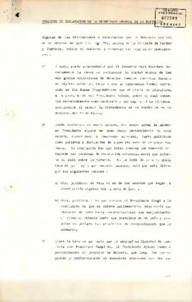 Proyecto de declaración de la Secretaria General de la República