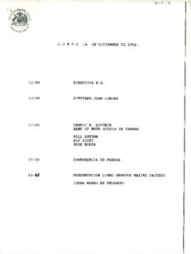 Programa Lunes 14 de Diciembre de 1992.