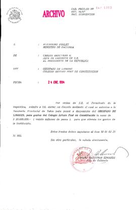 [Subvención Obispado de Linares Colegio Arturo Prat de Constitución]