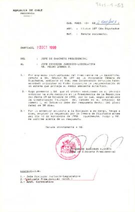 [Carta de Jefe de Gabinete a Sr. Pedro Correa sobre protección al medio ambiente Antártico]