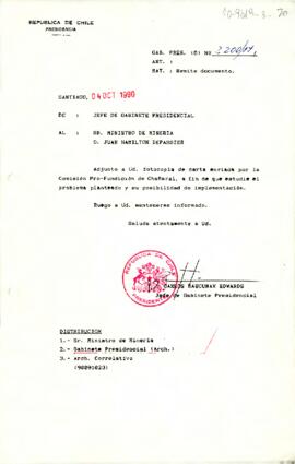 [Remite carta a Ministro de Minería de Comisión Pro-fundación de Chañaral]