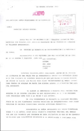 [Carta de la Presidenta de la Federación Femenina de Talleres Artesanales IV Región Coquimbo]