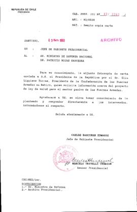 [Oficio Gab. Pres. Ord. N° 2293 de  Jefe de Gabinete Presidencial, remite copia de carta que se indica]