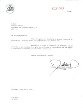 [Carta del Jefe de Gabinete de la Presidencia a Gerente de Petrox S.A.]