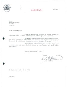 [Carta de respuesta del Jefe de Gabinete Presidencial dirigida a Norbert Lechner]