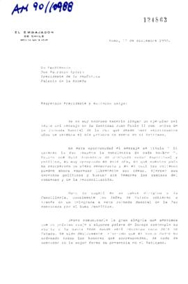 [Carta sobre mensaje de Juan Pablo II]