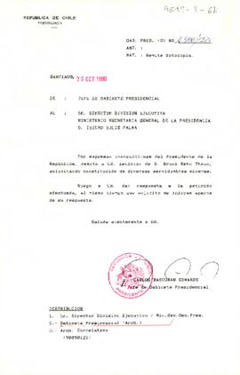 [Carta de Jefe de Gabinete a Sr. Isidro Solis sobre constitución de servidumbres mineras]