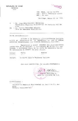 [Oficio  Gab. Pres. Ord. N° 0978 de Jefe de Gabinete Presidencial, remite copia de carta que se indica]