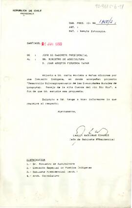 [Carta del Jefe de Gabinete Presidencial a Ministro de Agricultura, Juan Agustín Figueroa]