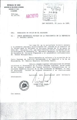 [Carta de Embajada de Chile en El Salvador]