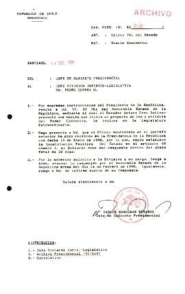 [Senador Arturo Frei Bolivar presentó una moción que inicia un proyecto de ley]