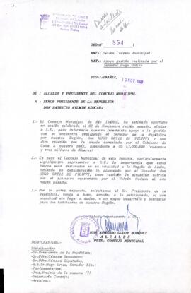 [Oficio Ord. N° 854 de Alcalde de Río Ibañez, solicita asignación de fondos]