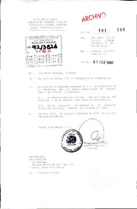 [Carta del Intendente Regional de Tarapacá dirigida al Jefe de Gabinete Presidencial]