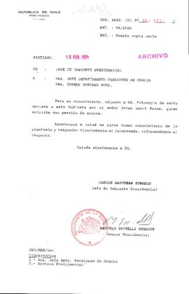 [Oficio Ord. N° 711 de Jefe de Gabinete Presidencial, remite copia de carta que se indica]
