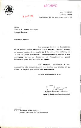[Carta de respuesta a solicitud de audiencia realizada por el Sr. Arnold Bravo]