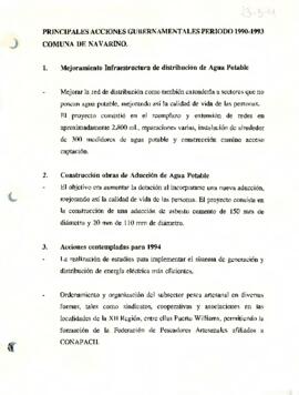 [Acciones Gubernamentales Periodo 1990-1993, comuna de Navarro]