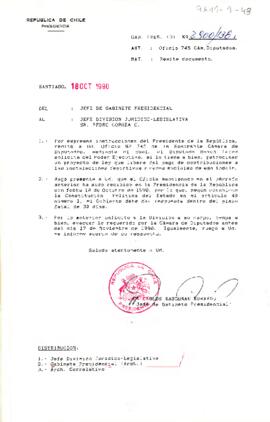 [Carta de Jefe de Gabinete a Sr. Pedro Correa sobre liberación de pago de contribuciones de instalaciones  deportivas y sedes sociales]