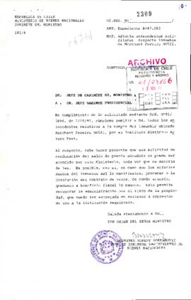 Adjunta antecedentes solicitados respecto inmueble de Marchant Pereira N° 521