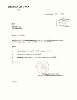 [Carta de aviso reunión de ordinaria de Gabinete Presidencial y Acta de Consejo de Gabinete]