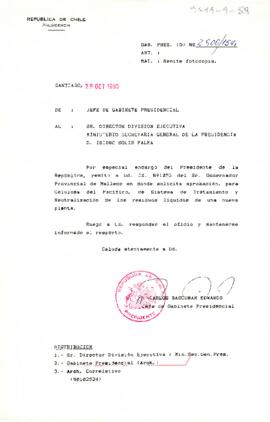 [Carta de Jefe de Gabinete a Sr. Isidro Solís sobre solicitud de Gobernador de Malleco]