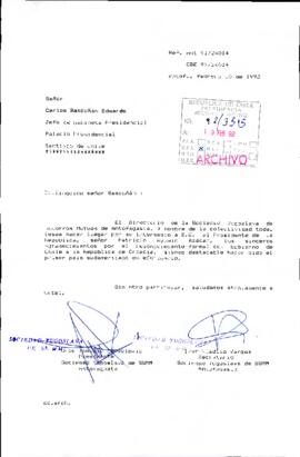 [Carta de la Sociedad Yugoslava de SSMM Antofagasta dirigida al Jefe de Gabinete Presidencial]