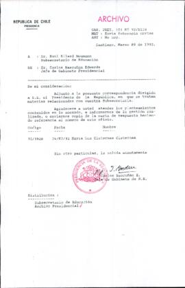 [Carta del Jefe de Gabinete de la Presidencia a Subsecretario de Educación]