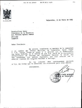 [Adjunta firmas en apoyo a la petición de revocar el eventual traslado del Congreso Nacional a Santiago]