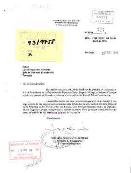 [Carta: petición audiencia a S . E El Presidente de la República,  de Diputado Señor Eugenio Ortega y Señores Concejales de la Comuna de Pencahue ]