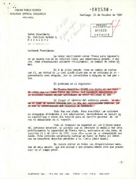 [Carta del abogado Tomás Pablo Elorza dirigida al Presidente Patricio Aylwin]