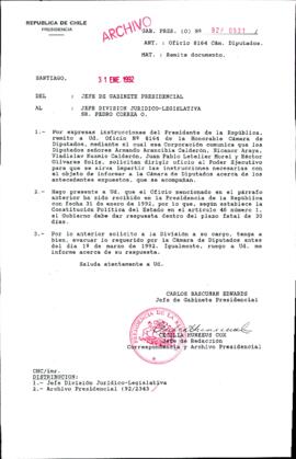 [Carta del Jefe de Gabinete de la Presidencia a Pedro Correa]